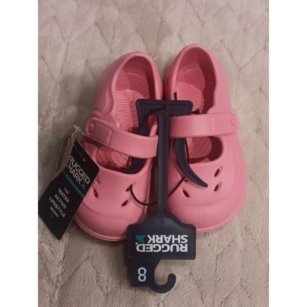 RUGGED Shark TODDLER  Size 8 Easy-Strap Pink Mary Jane Water Shoe Clog (B1)